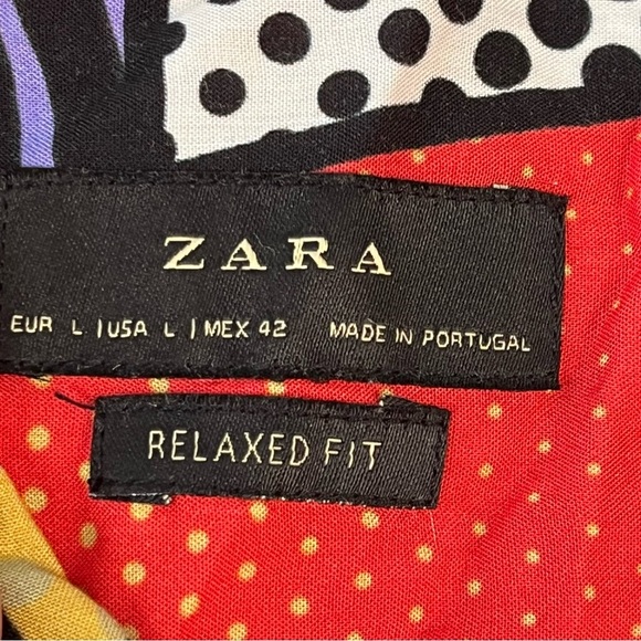 Zara Men’s graphic cartoon comic button up 100% viscose shirt size Large - Picture 2 of 7